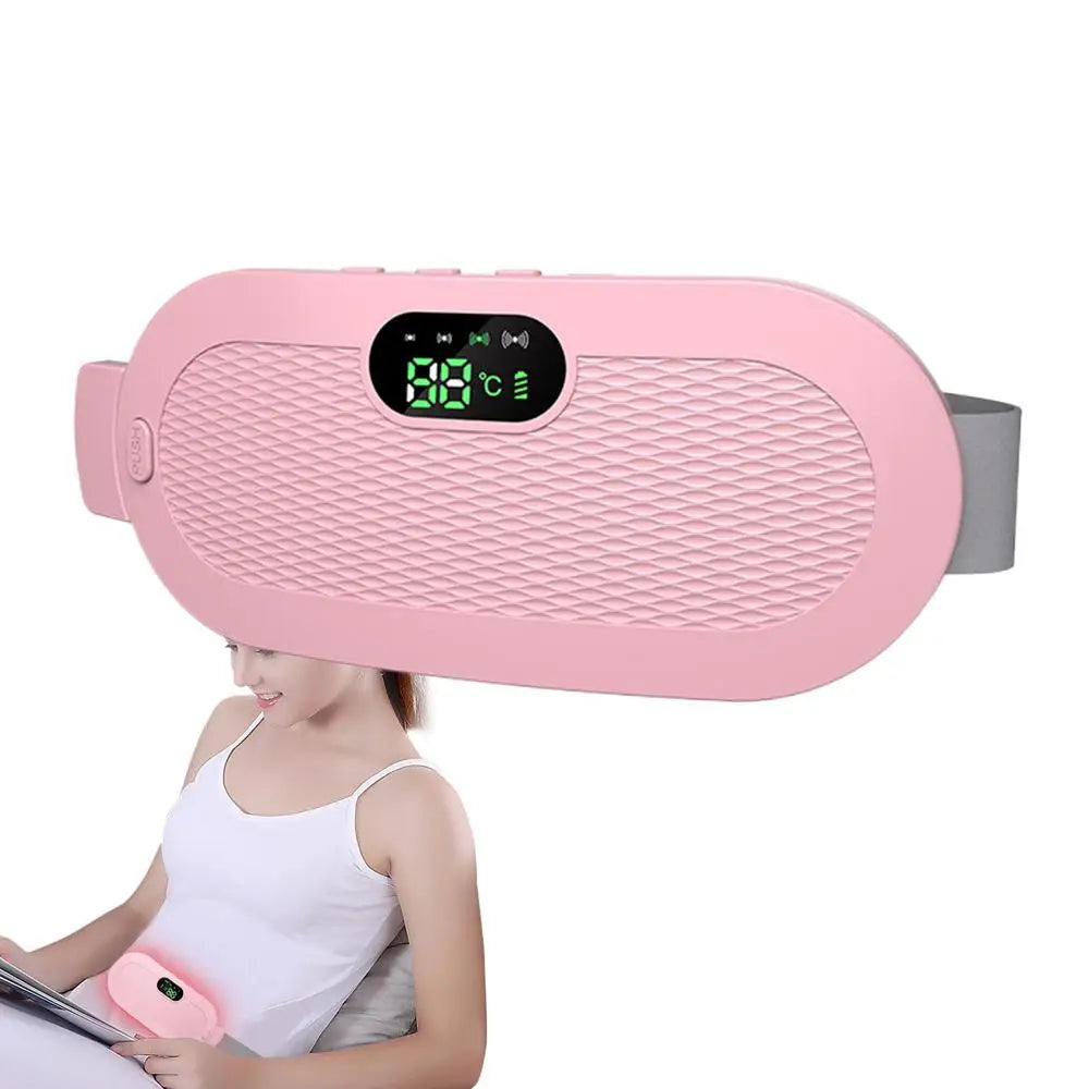 Period Heating Pad Travel Electric Stomach Heating Pad Adjustable Heated Belt With Digital Display 4 Vibration Massage Modes