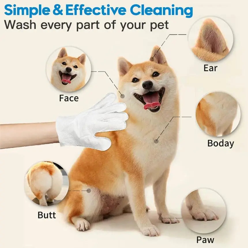 Unscented Extra Thick Pet Cleaning Wipes for Dogs & Cats,Dog Washing Bathing Deodorizing Grooming Gloves for Daily Care
