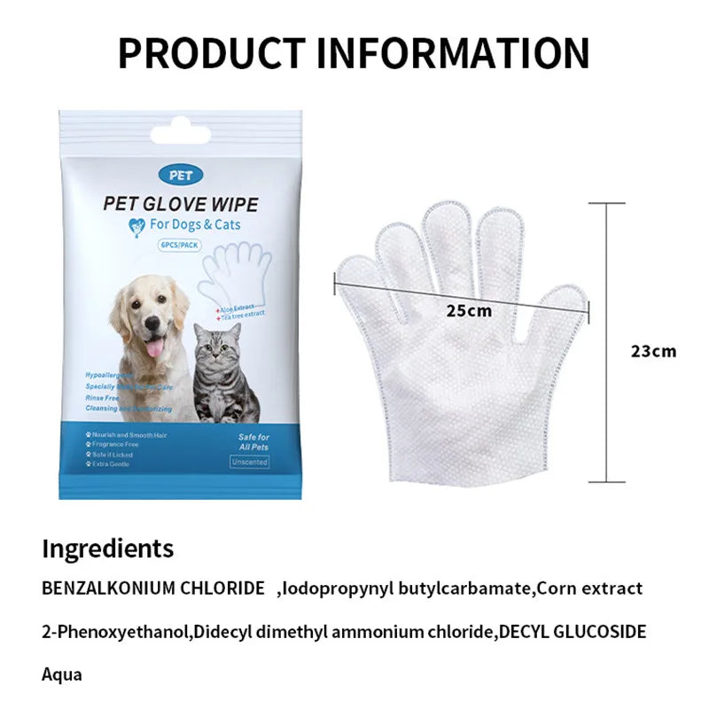 Pet cleaning supplies disposable gloves cat and dog bath cleaning wet wipes gloves deodorizing Grooming Gloves for Daily Care