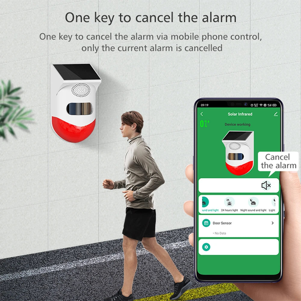 WiFi Motion Sensor Tuya Smart Life Home Alarm For Home Security Solar Powered Detector 120dB Alarm Outdoor Waterproof Siren