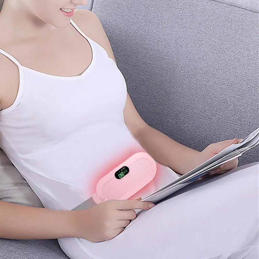 Period Heating Pad Travel Electric Stomach Heating Pad Adjustable Heated Belt With Digital Display 4 Vibration Massage Modes