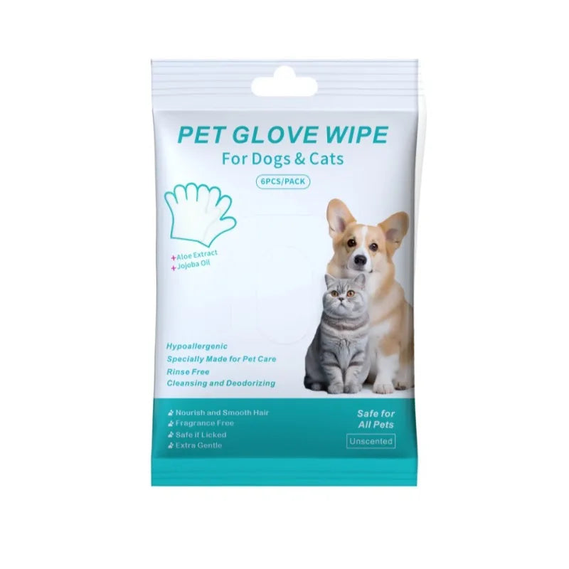 Pet Cleaning Wipes Gloves For Cats Dogs No Rinse Bathing Deodorizing Disposable SPA Mittens Wet Wipes Portable Grooming Care