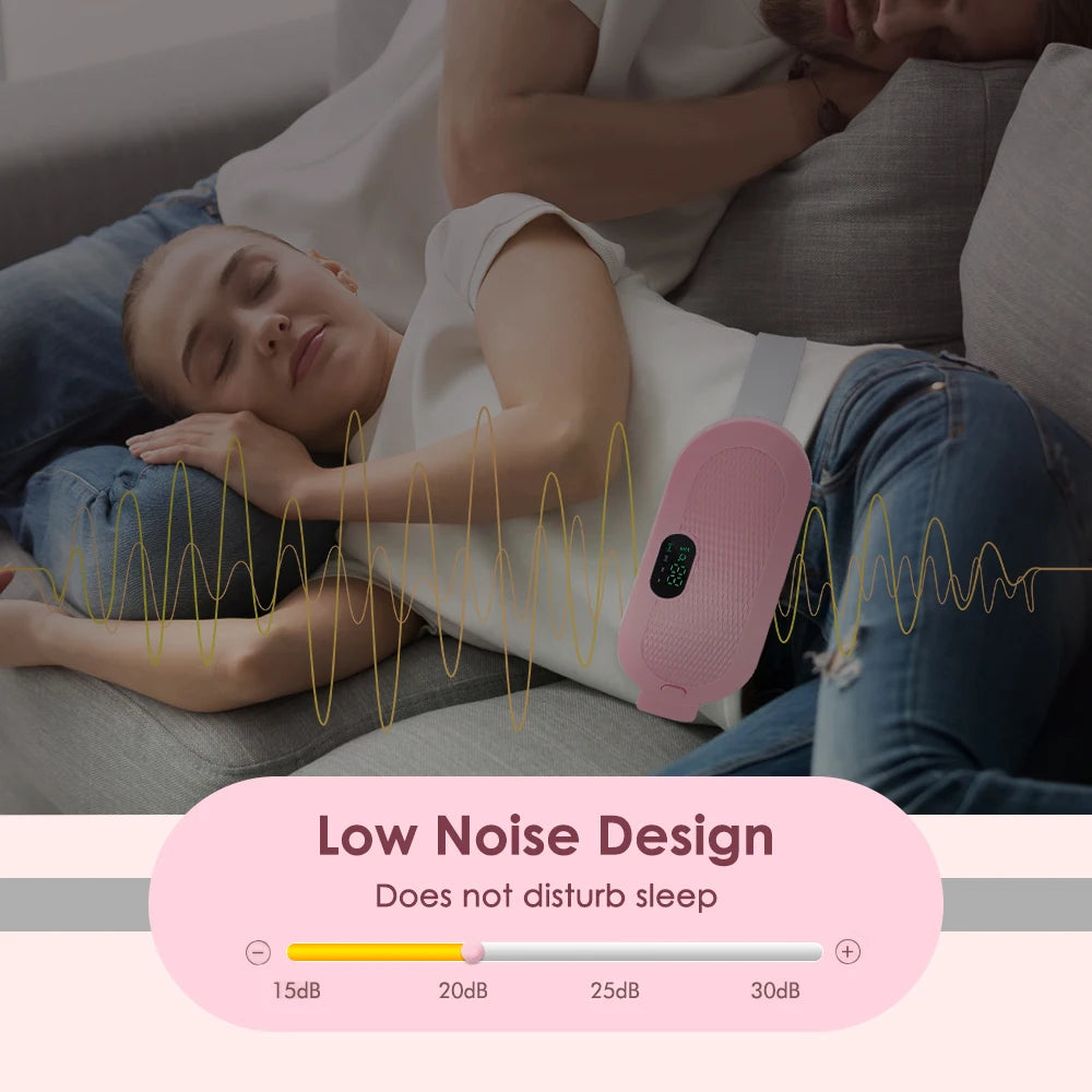 Electric Period Cramp Relief Massager Vibrating Heating Pad for Menstrual Pain Waist Stomach Abdominal Warm Palace Belt