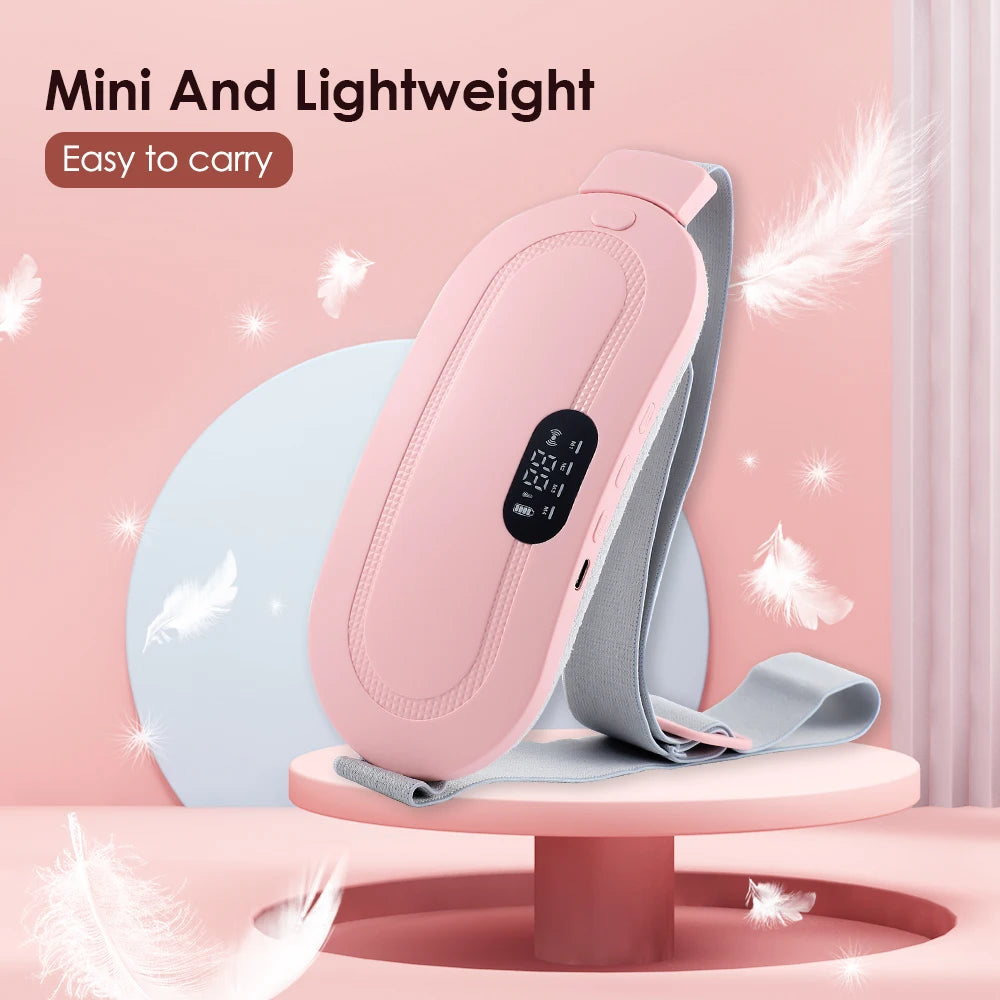 Electric Period Cramp Massager Vibrator Heating Belt for Menstrual Relief Waist Stomach Warming Women Gift USB Rechargeable
