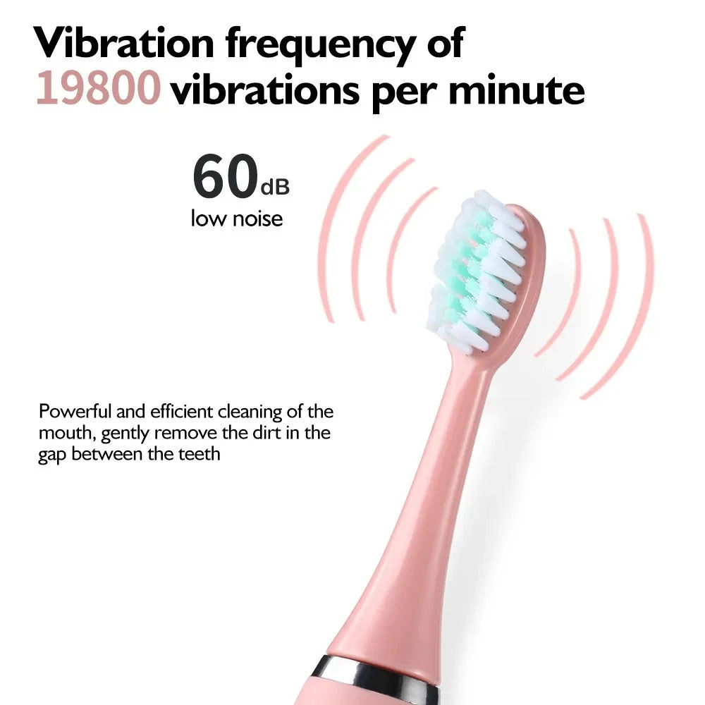 Children Electric Toothbrush Cartoon Kids With Replacement Head Ultrasonic IPX7 Waterproof Rechargeable Sonic Toothbrush