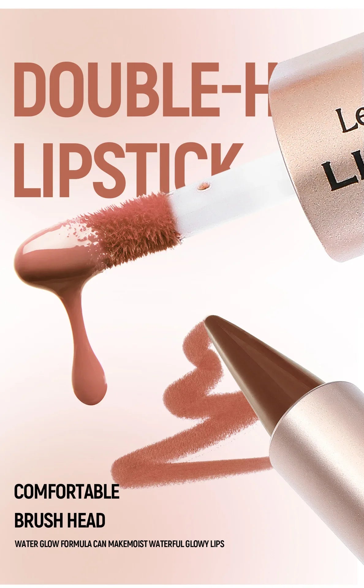 2in1 Lipstick Lip Gloss Lip Liner Contour Pencil Double Head Mirror Plumping Lip Glaze Crystal Lip Sexy Red Lips Tint Makeup