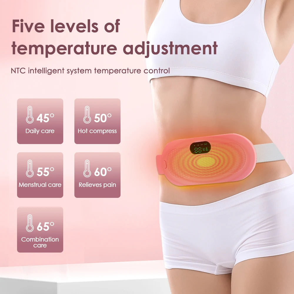 USB Uterine Warm Belt Pain Relief Menstrual Abdomen Stomach Back Waist Infrared Heating Hot Compress Vibration Massager Brace