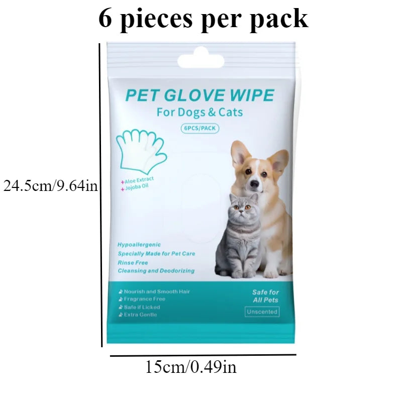 1/2pack Disposable Pet Cleaning Gloves Wash Free Cats Dogs SPA Bath Supplies Massage Non Woven Fabric No Rinse Eye Wipe Gloves