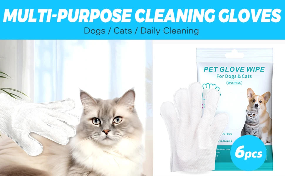 Unscented Extra Thick Pet Cleaning Wipes for Dogs & Cats,Dog Washing Bathing Deodorizing Grooming Gloves for Daily Care