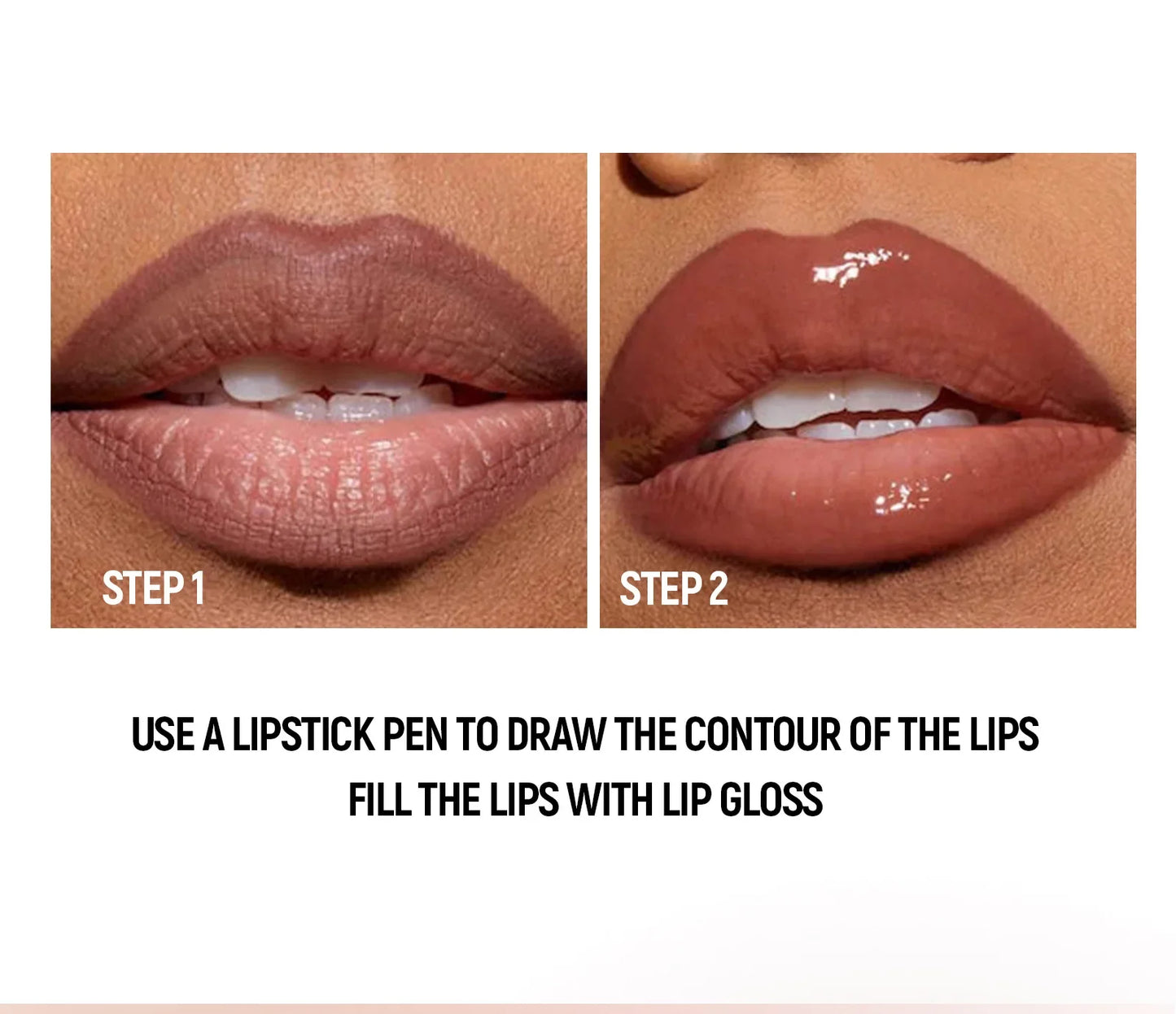 2in1 Lipstick Lip Gloss Lip Liner Contour Pencil Double Head Mirror Plumping Lip Glaze Crystal Lip Sexy Red Lips Tint Makeup