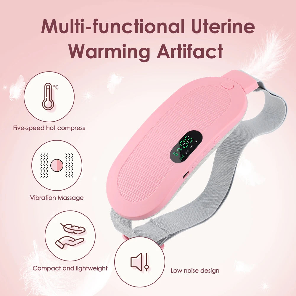 USB Uterine Warm Belt Pain Relief Menstrual Abdomen Stomach Back Waist Infrared Heating Hot Compress Vibration Massager Brace