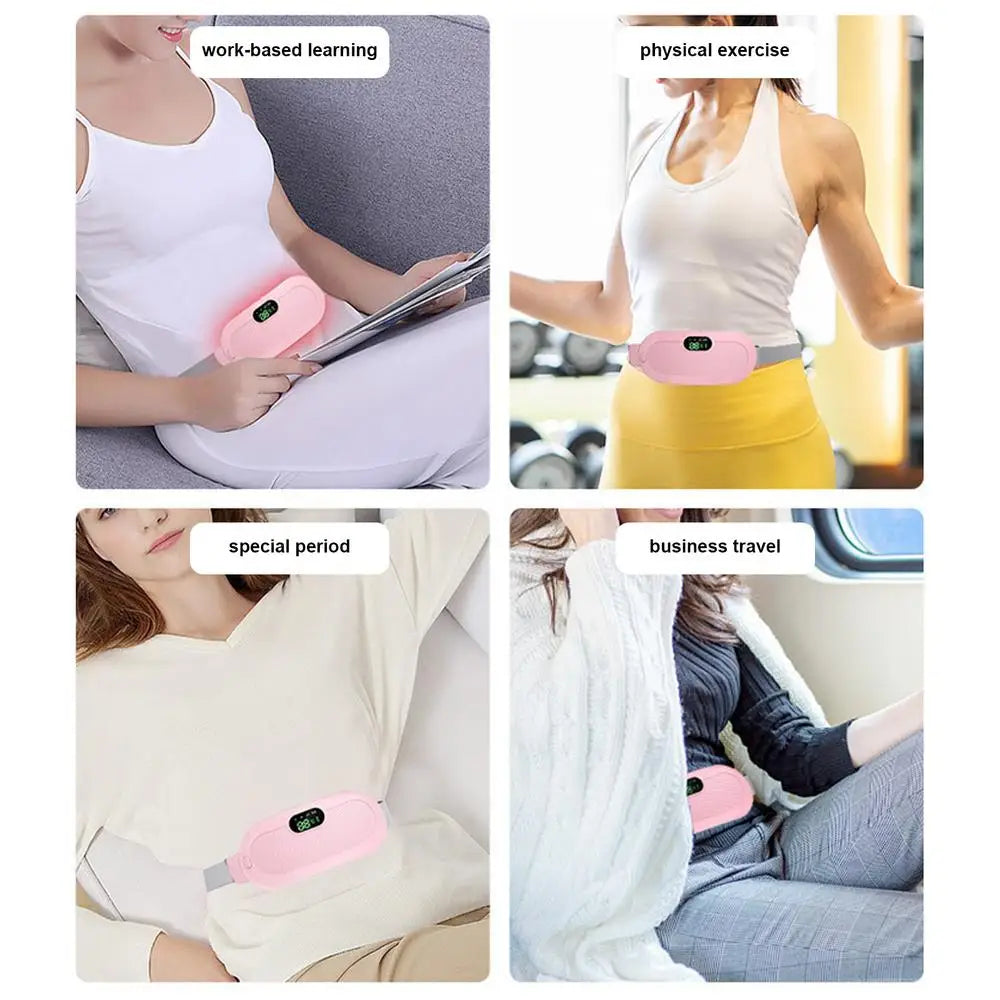 Period Heating Pad Travel Electric Stomach Heating Pad Adjustable Heated Belt With Digital Display 4 Vibration Massage Modes