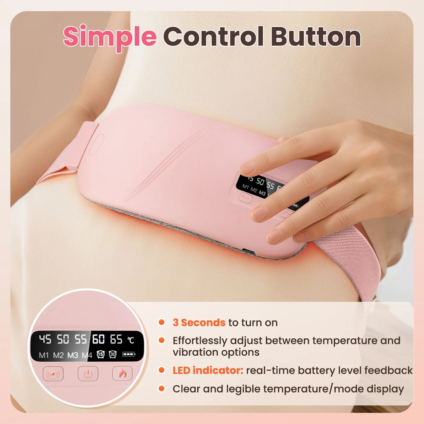 Electric Menstrual Period Cramp Massager Heating Pad Belt for Female Waist Abdominal Warm Palace Belt Massage Device Vibration