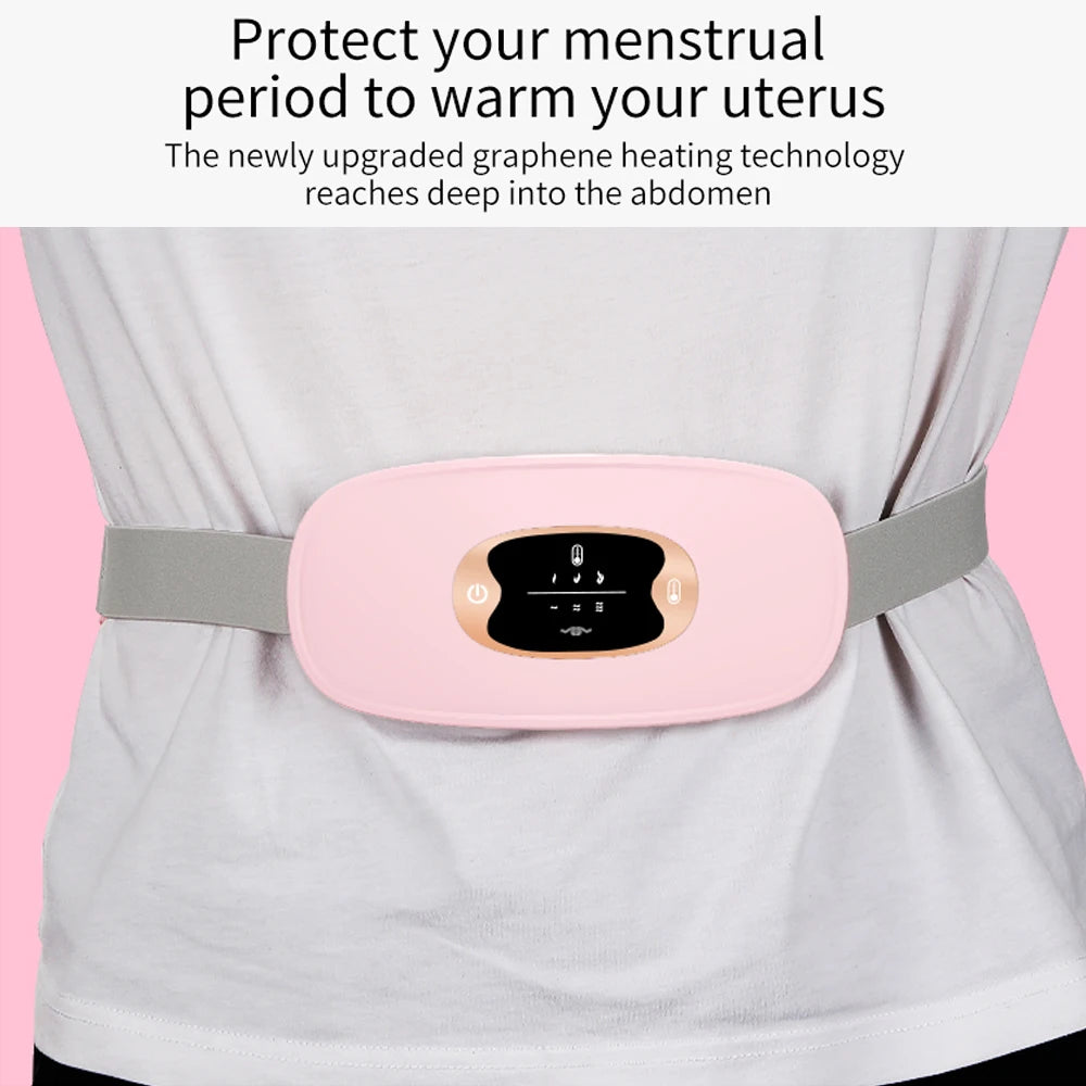 Electric Period Cramp Massager Vibrating Heating Belt for Menstrual Waist Stomach Abdominal Warm Palace Belt