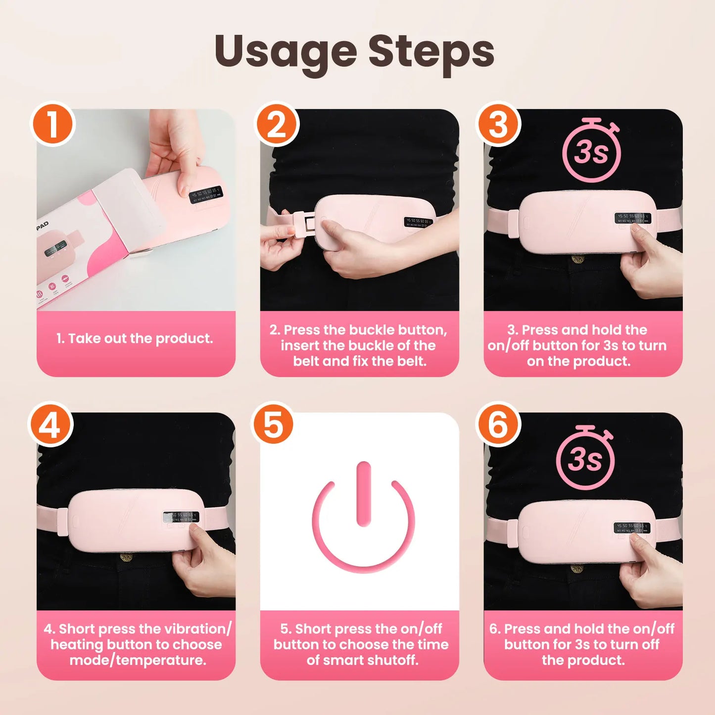 Electric Menstrual Period Cramp Massager Heating Pad Belt for Female Waist Abdominal Warm Palace Belt Massage Device Vibration