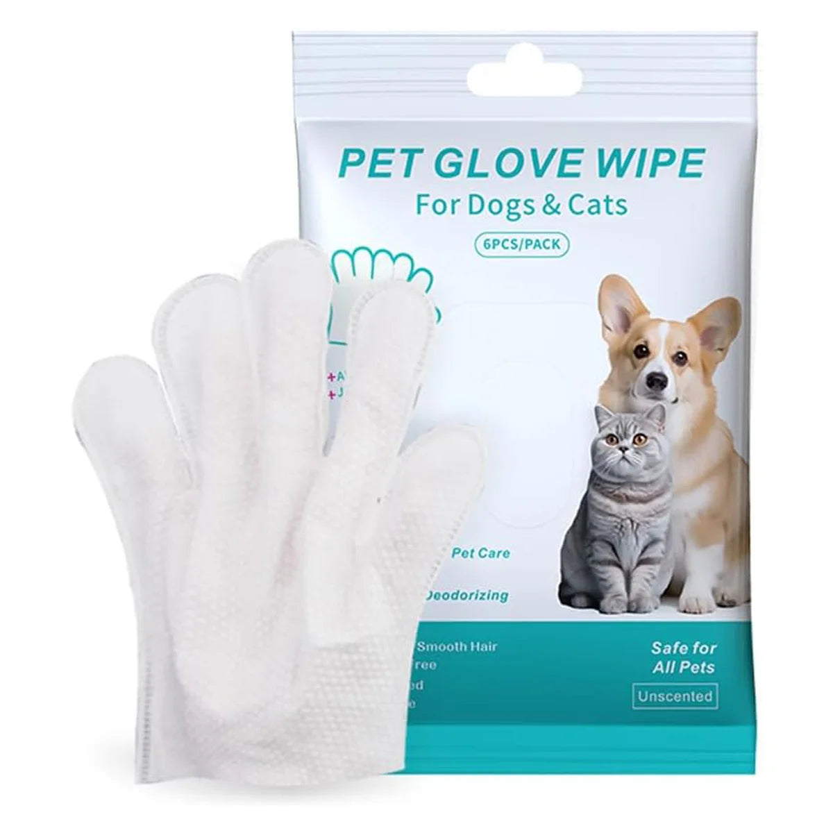 Unscented Extra Thick Pet Cleaning Wipes for Dogs & Cats,Dog Washing Bathing Deodorizing Grooming Gloves for Daily Care