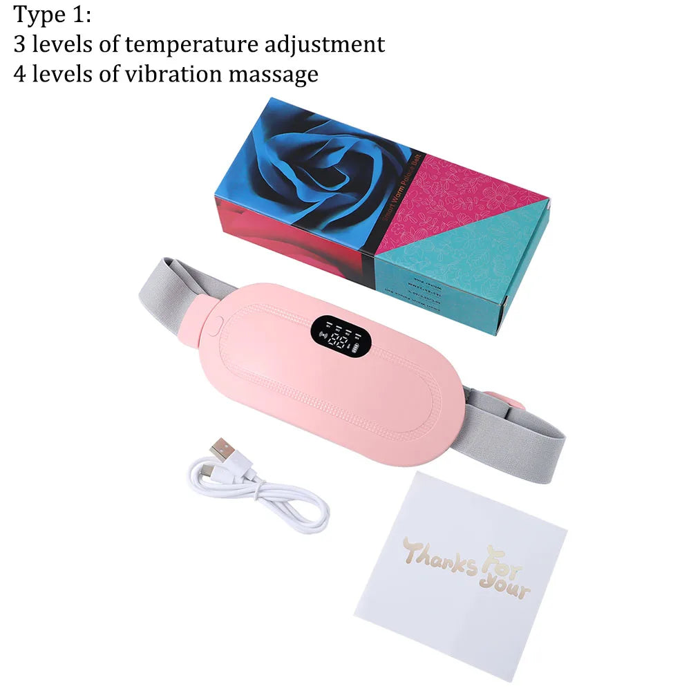 USB Uterine Warm Belt Pain Relief Menstrual Abdomen Stomach Back Waist Infrared Heating Hot Compress Vibration Massager Brace