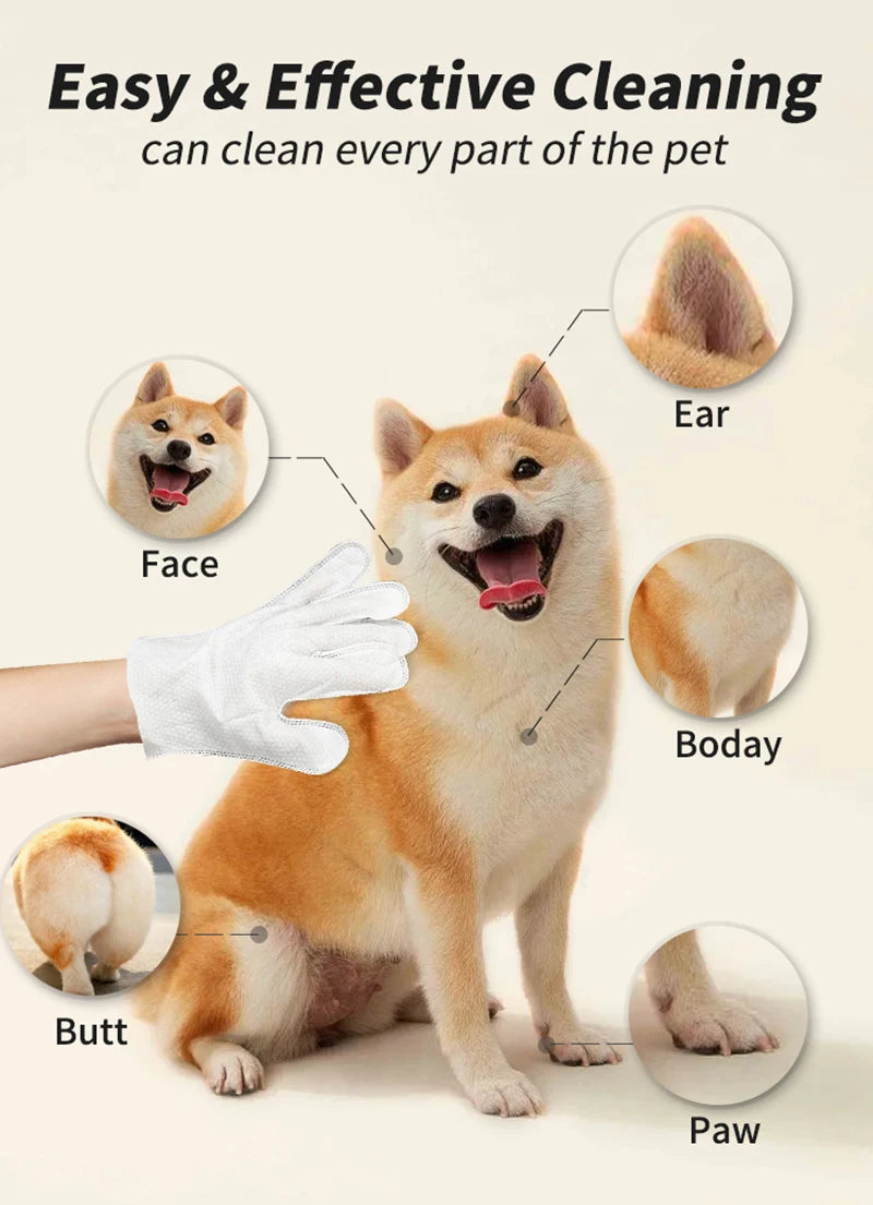 New 6PCS Pet Wash-Free Gloves Cat Bath Deodorant Wipes Disposable Cleaning Dry Cleaning Dog Wipes Gentle And Convenient Gloves