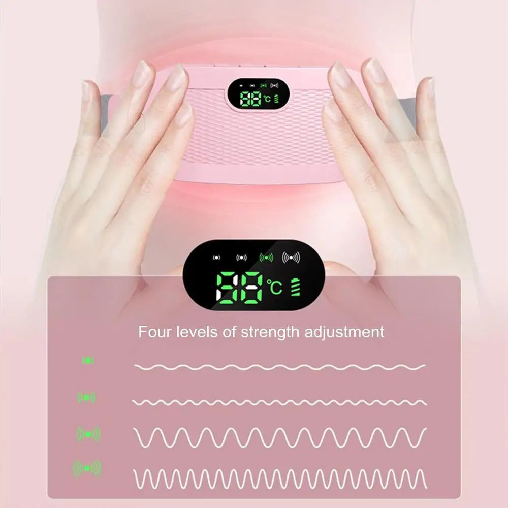 Period Heating Pad Travel Electric Stomach Heating Pad Adjustable Heated Belt With Digital Display 4 Vibration Massage Modes