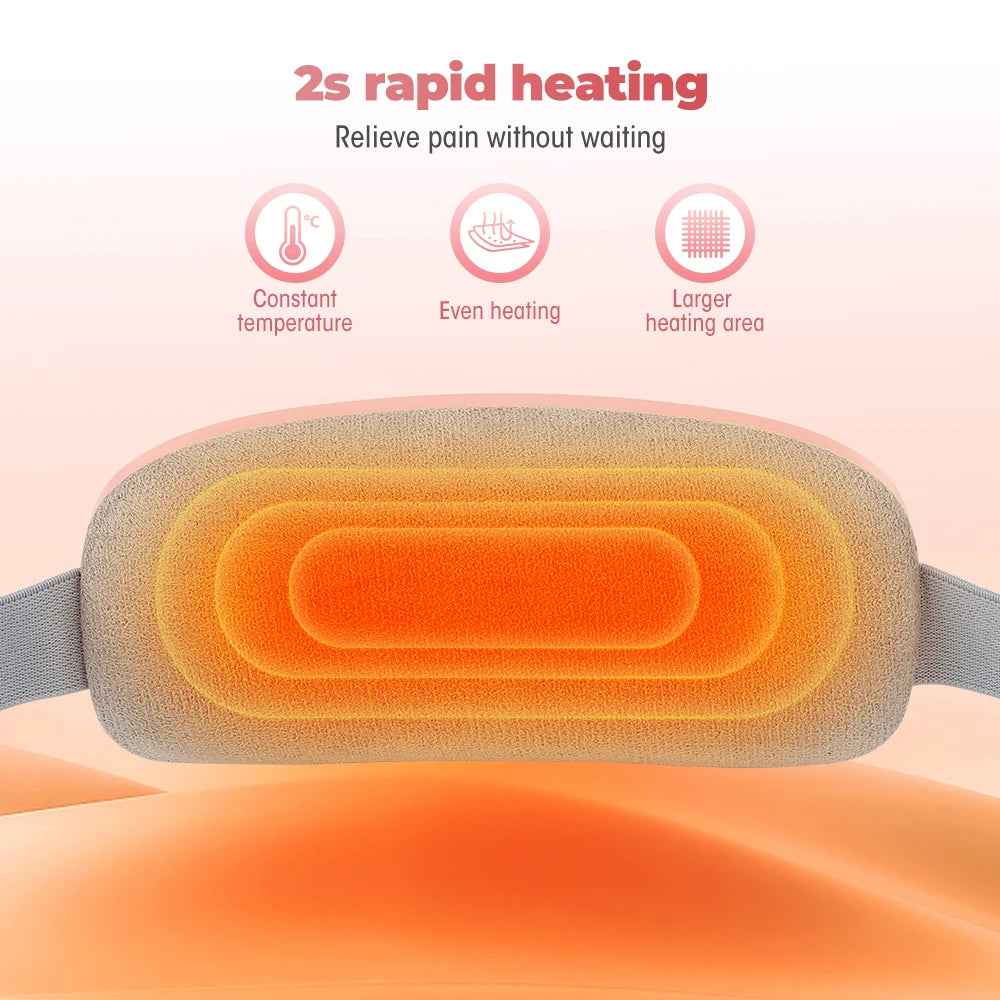Electric Period Cramp Relief Massager Vibrating Heating Pad for Menstrual Pain Waist Stomach Abdominal Warm Palace Belt