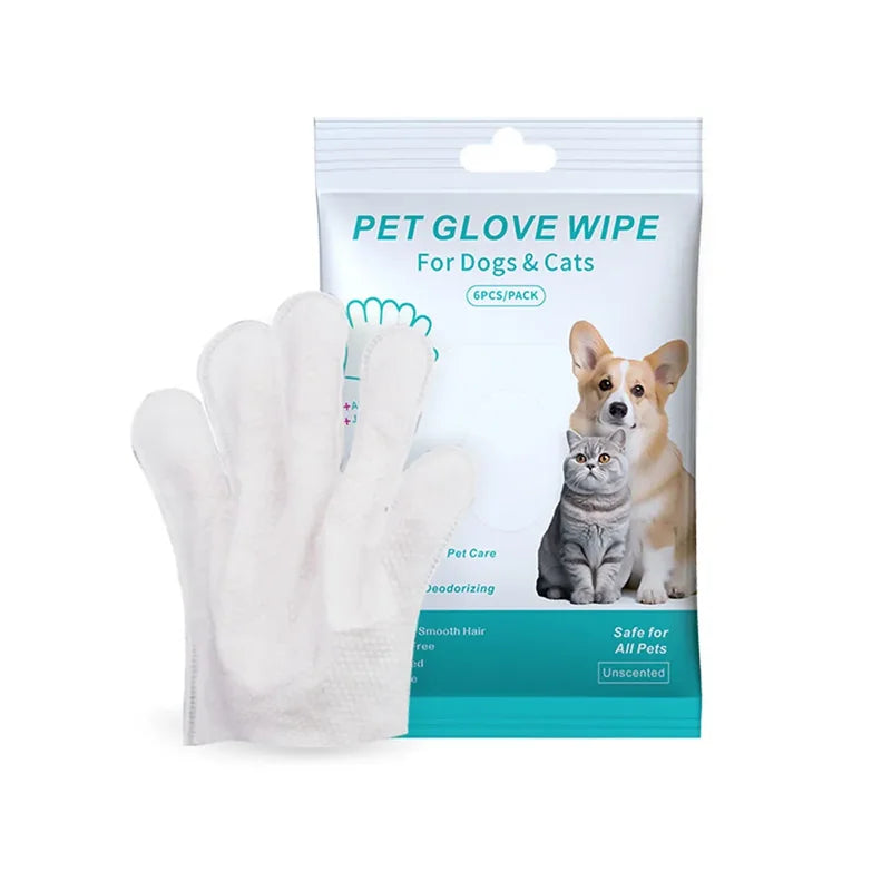 Pet cleaning supplies disposable gloves cat and dog bath cleaning wet wipes gloves deodorizing Grooming Gloves for Daily Care