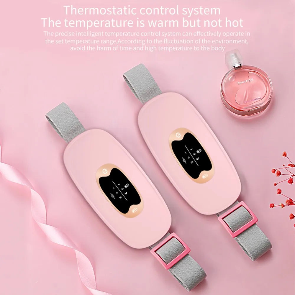 Electric Period Cramp Massager Vibrator Heating Belt for Menstrual Relief Waist Stomach Warming Women Gift USB Rechargeable