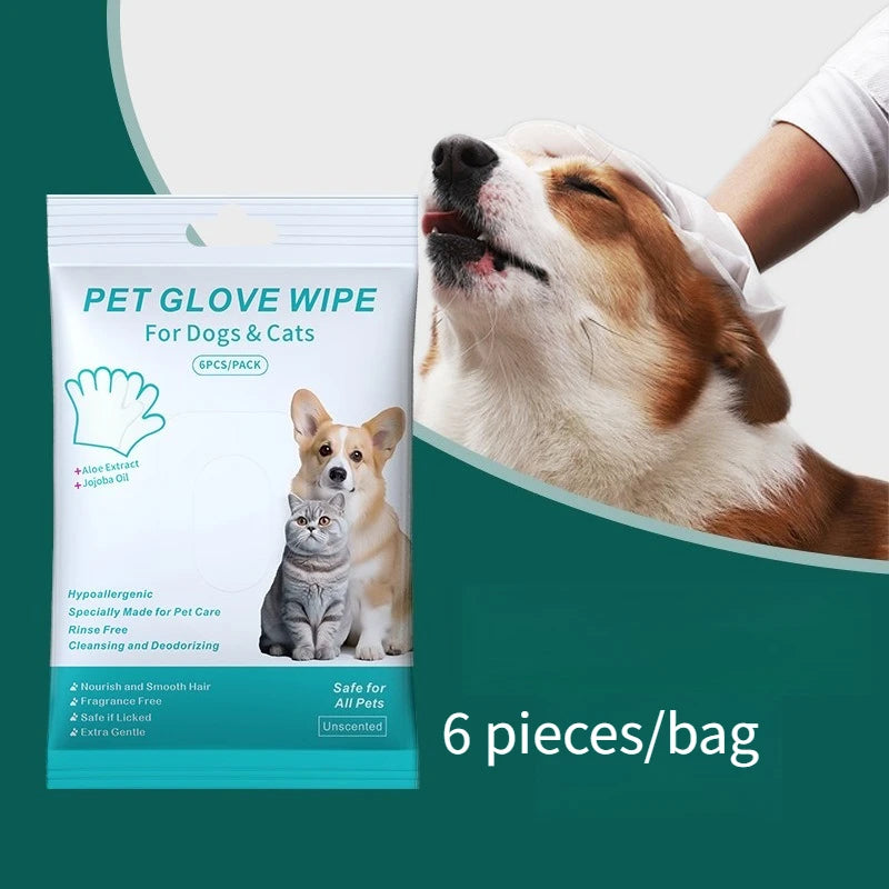 Pet Cleaning Wipes Gloves For Cats Dogs No Rinse Bathing Deodorizing Disposable SPA Mittens Wet Wipes Portable Grooming Care