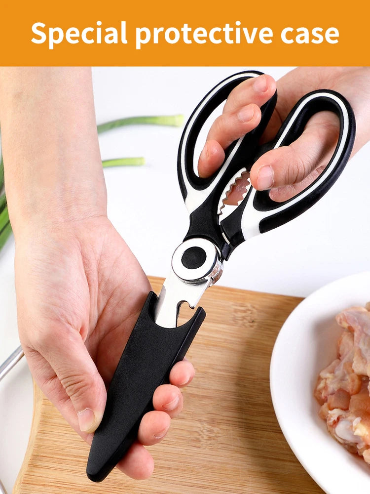 Multifunctional kitchen scissors Household kill fish cut vegetables roast broiler bone scissors Stainless steel scissors
