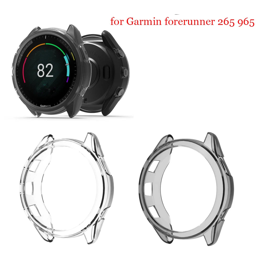 Slim Soft Transparent TPU Watch Case Cover For Garmin Forerunner 165 / 265 / 965 / 165 Music