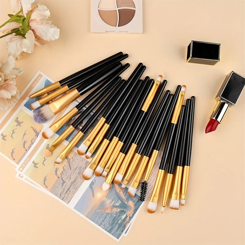 Makeup Brushes 20 Pcs Premium Synthetic Foundation Powder Concealers Eye Shadow Brush Set with 2 Sponge & 360 Rorate Holder Case