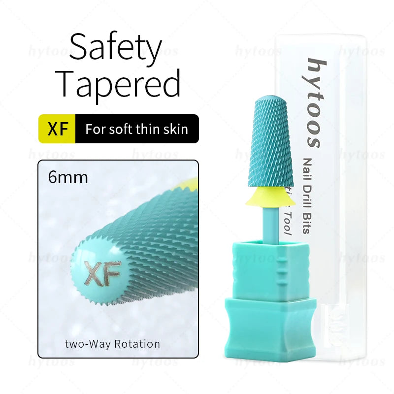 HYTOOS Safety Carbide Nail Drill Bits Green Coating Dome Tapered Bit for Gel Polish Removal Pro Manicure Drills AccessoriesTool