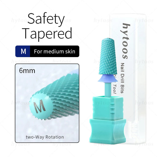 HYTOOS Safety Carbide Nail Drill Bits Green Coating Dome Tapered Bit for Gel Polish Removal Pro Manicure Drills AccessoriesTool
