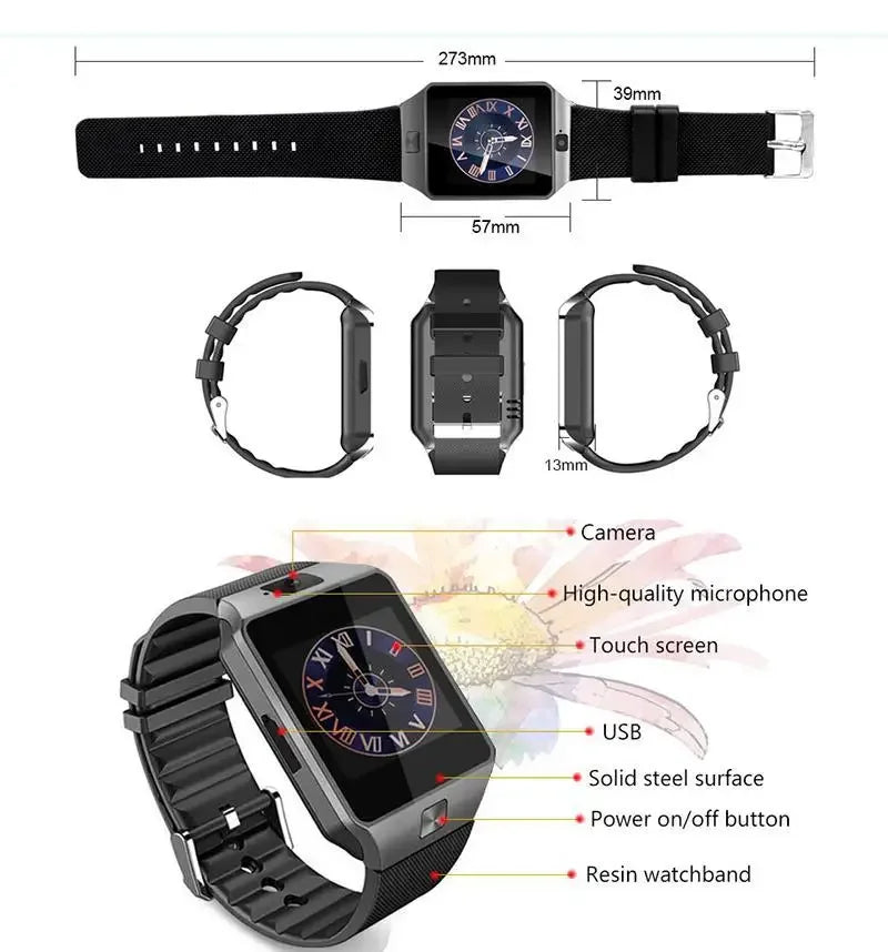 Digital Touch Screen Smart Watch DZ09 Bracelet Camera Bluetooth WristWatch SIM Card Smartwatch Phone Watch Reloj Mujer