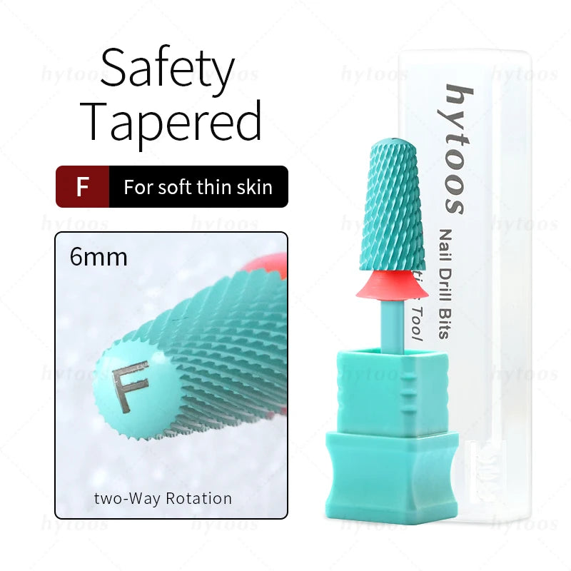 HYTOOS Safety Carbide Nail Drill Bits Green Coating Dome Tapered Bit for Gel Polish Removal Pro Manicure Drills AccessoriesTool