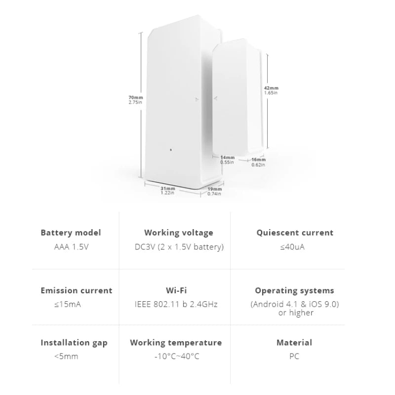 Sonoff DW2-WiFi Wireless Security Door/Window Sensor Alarm Notification Smart Scene via eWeLink APP Support Sonoff Devices IFTTT