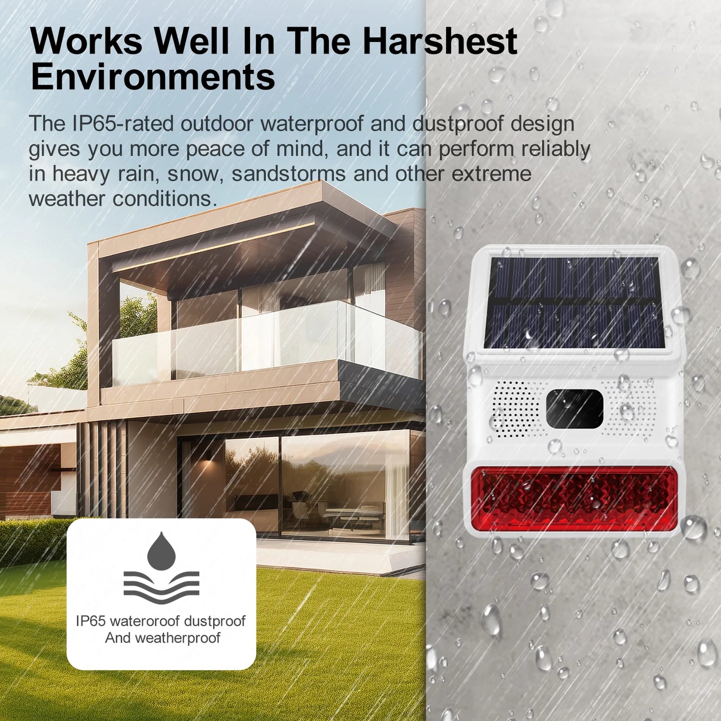 XUK Solar Motion Sensor Alarm 110dB, IP65 Waterproof Siren - Wireless Security Alarm for Home, Garden, Farm, Anti-Theft
