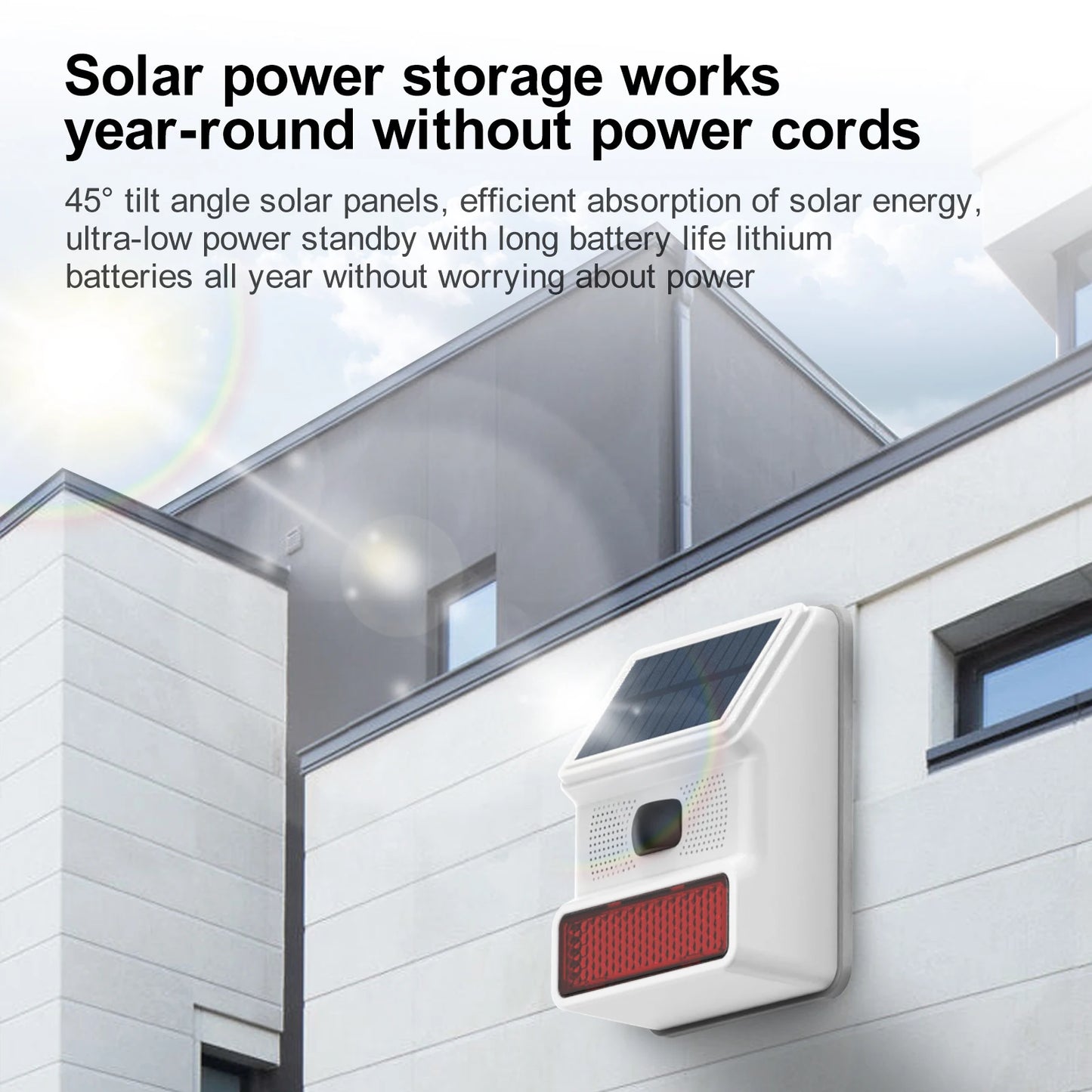XUK Solar Motion Sensor Alarm 110dB, IP65 Waterproof Siren - Wireless Security Alarm for Home, Garden, Farm, Anti-Theft