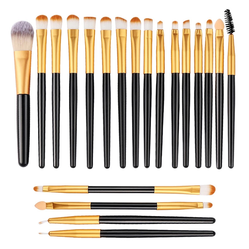 Makeup Brushes 20 Pcs Premium Synthetic Foundation Powder Concealers Eye Shadow Brush Set with 2 Sponge & 360 Rorate Holder Case