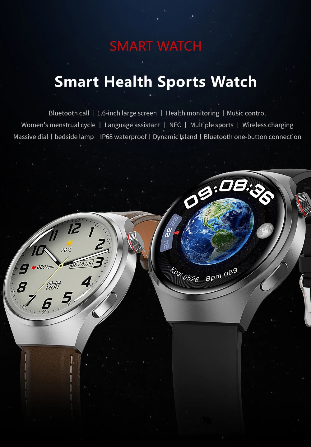 2025 For HUAWEI Smart Watch Heart rate Health Monitor Bluetooth Call NFC GPS Tracker IP68 Waterproof SmartWatch Men Women For AI