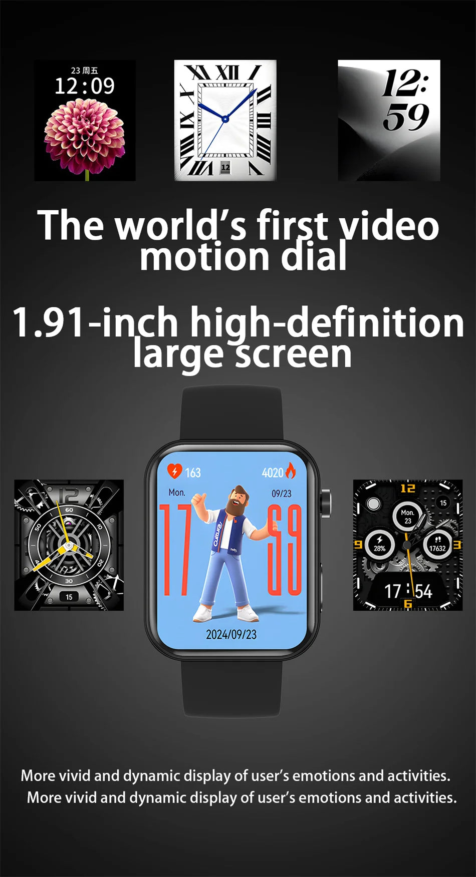 New 512M Memory Smart Watch With Camera Video Recording Local Music Dynamic Dial BT Call Sport Mode lP68 Waterproof Smartwatch