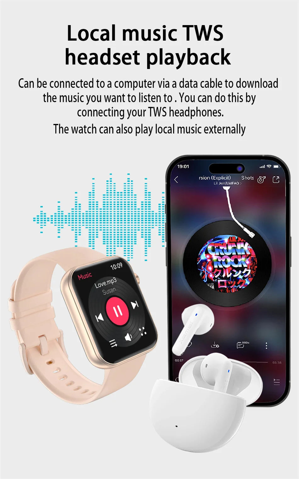 New 512M Memory Smart Watch With Camera Video Recording Local Music Dynamic Dial BT Call Sport Mode lP68 Waterproof Smartwatch