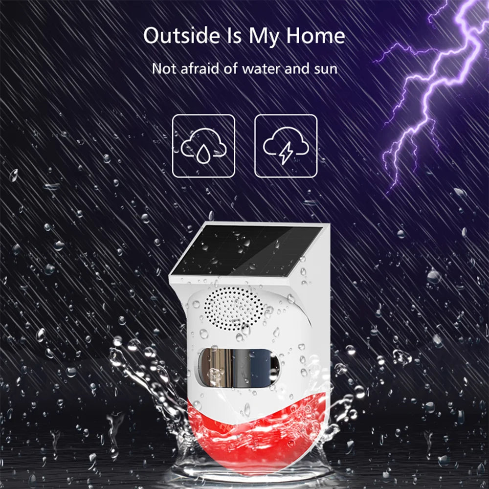 WiFi Motion Sensor Tuya Smart Life Home Alarm For Home Security Solar Powered Detector 120dB Alarm Outdoor Waterproof Siren