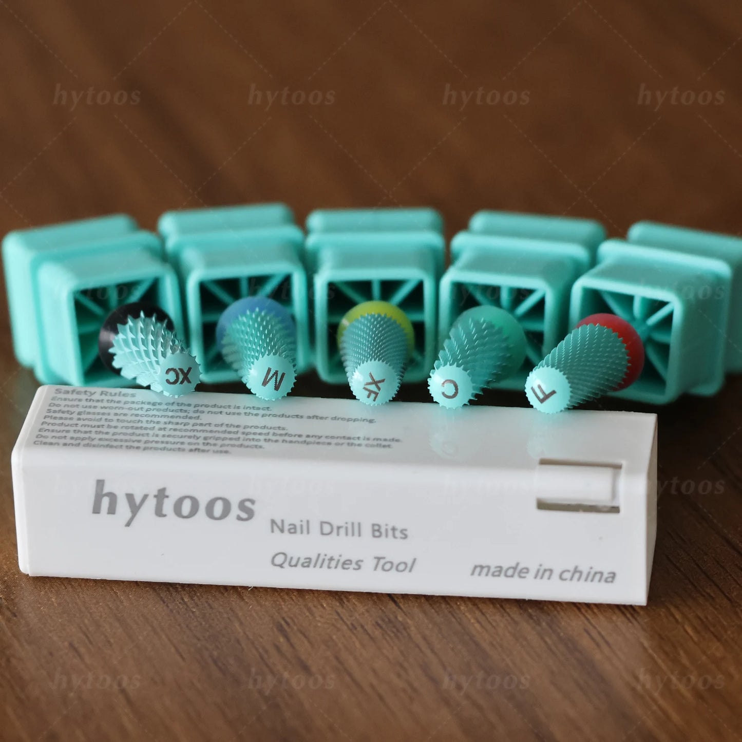 HYTOOS Safety Carbide Nail Drill Bits Green Coating Dome Tapered Bit for Gel Polish Removal Pro Manicure Drills AccessoriesTool