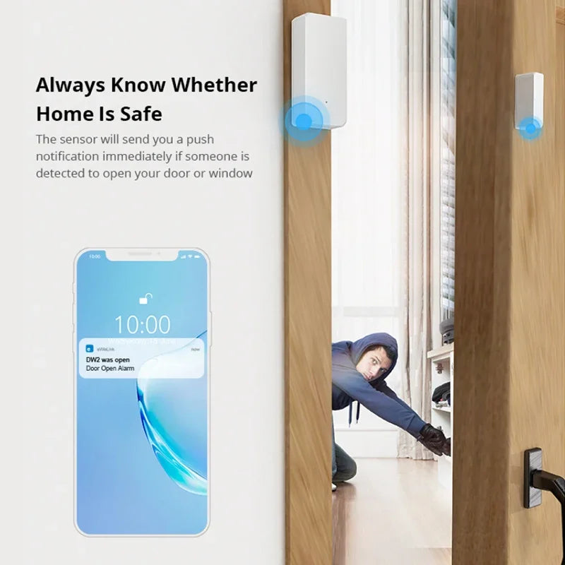 Sonoff DW2-WiFi Wireless Security Door/Window Sensor Alarm Notification Smart Scene via eWeLink APP Support Sonoff Devices IFTTT