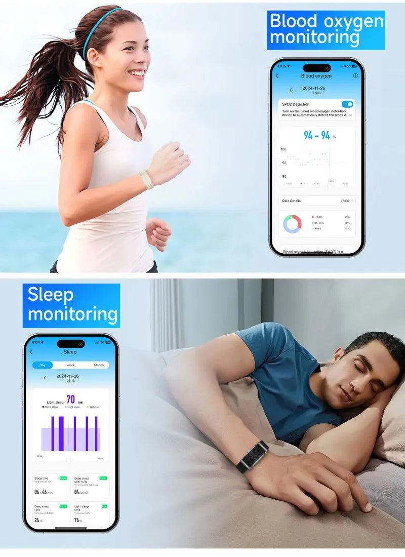 Health Smart Bracelet for Couples Heart Rate Monitor Activity Fitness Tracker Men Women Sports Waterproof Wristbands NO Screen