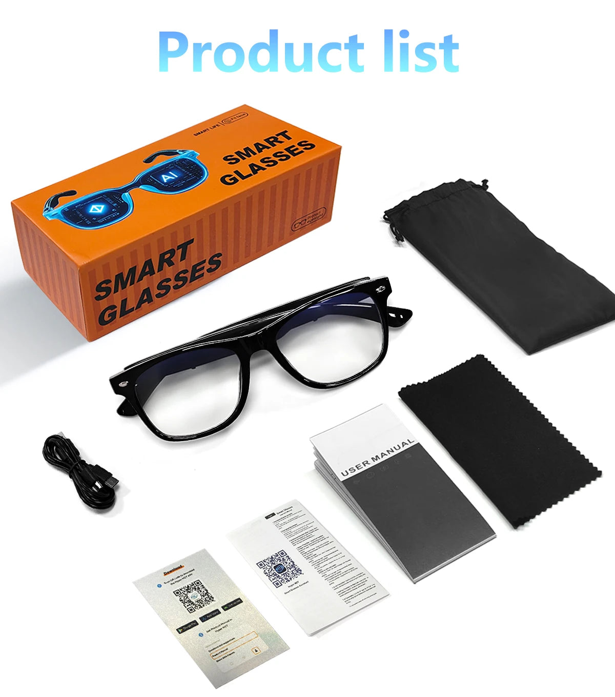 Smart Glasses AI translation 100+ Languages Make Receive Calls Music Calling Noise Reduction Light BT TWS Glasses Men Women