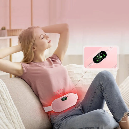 Electric Period Cramp Massager Vibrator Heating Belt for Menstrual Relief Waist Stomach Warming Women Gift USB Rechargeable