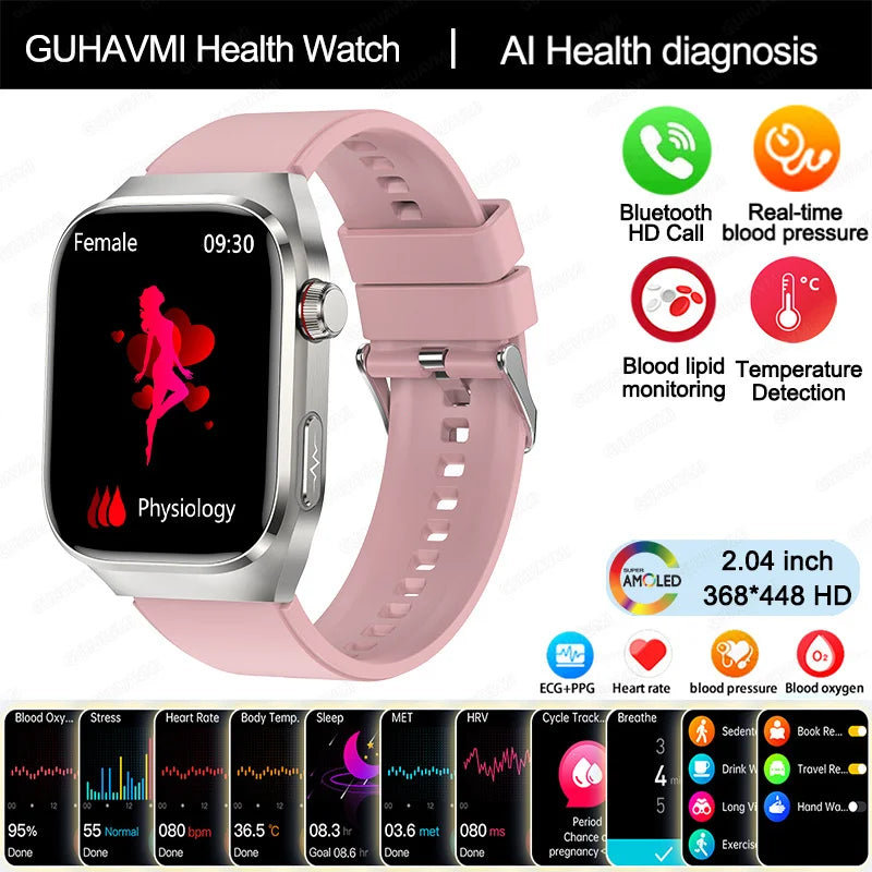 2025 New For HUAWEI Blood Pressure Body Analysis Smart Watch Women ECG+PPG IP68 Waterproof Bluetooth Call Health Smartwatch Men