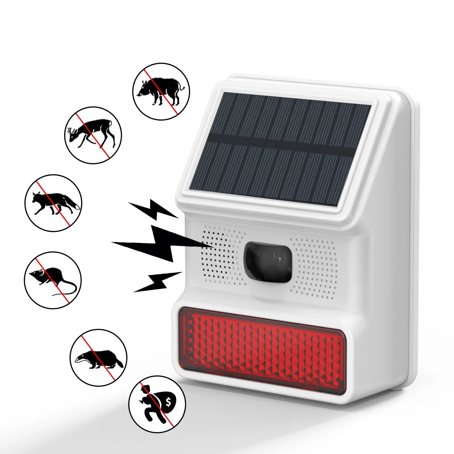 XUK Solar Motion Sensor Alarm 110dB, IP65 Waterproof Siren - Wireless Security Alarm for Home, Garden, Farm, Anti-Theft