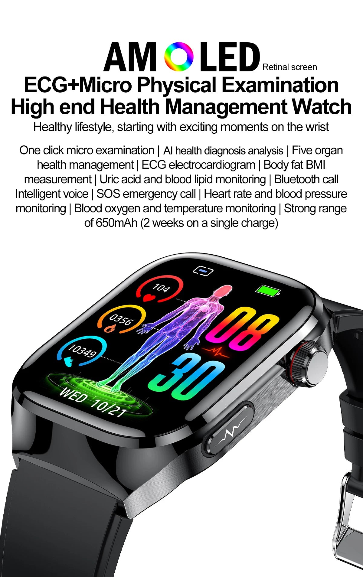 2025 New For HUAWEI Blood Pressure Body Analysis Smart Watch Women ECG+PPG IP68 Waterproof Bluetooth Call Health Smartwatch Men